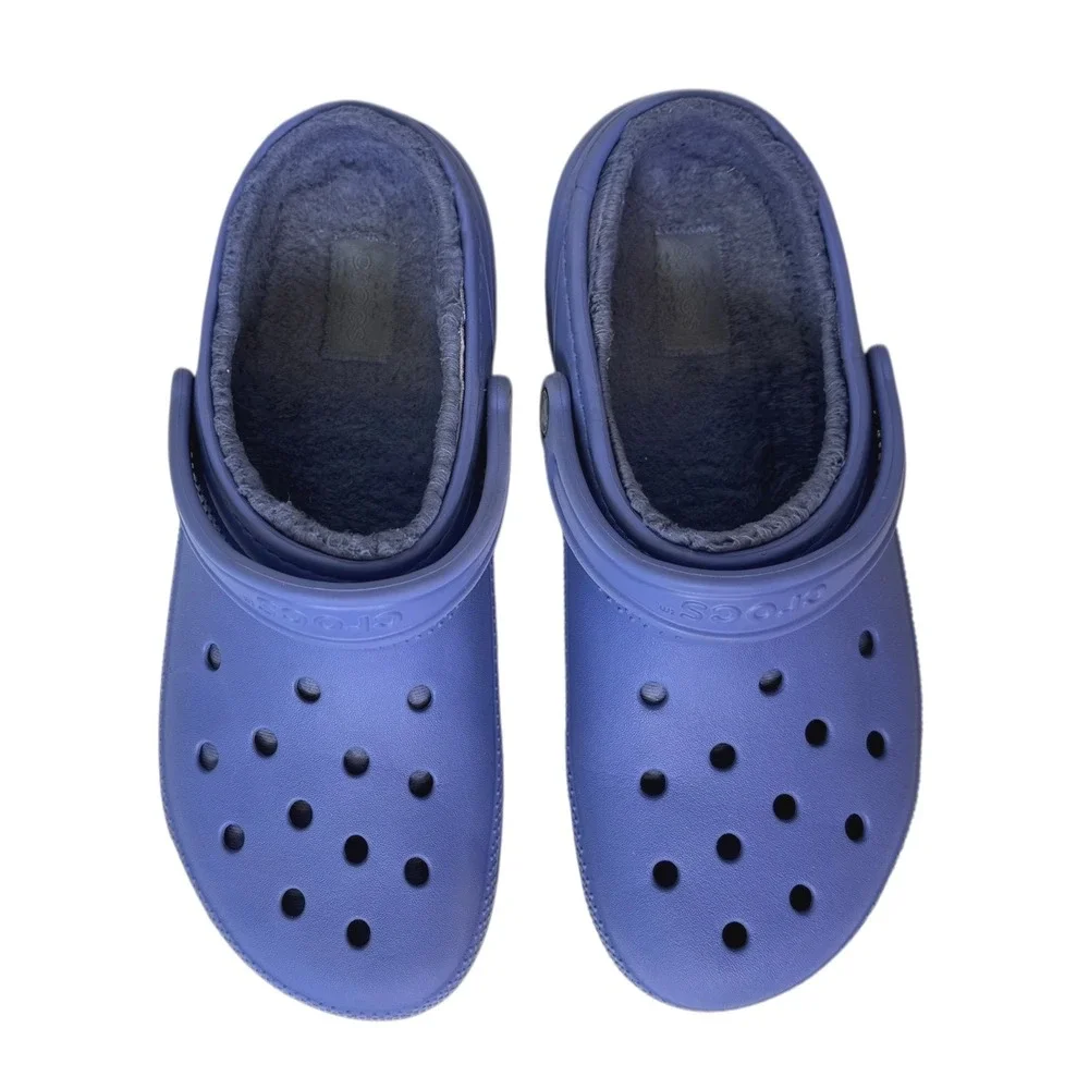 Crocs Classic Lined Clog Purple Blue Mens 9 Women 11 Faux Fur Warm Slip On Shoes